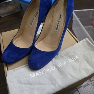 Manolo Blahnik Blue Suede Women's Heels